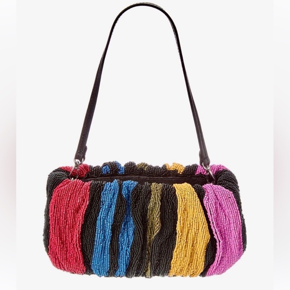 🌺🎉HP🎉🌺 NWT Staud Beaded Bean Bag Mosaic Stripe - Picture 2 of 16